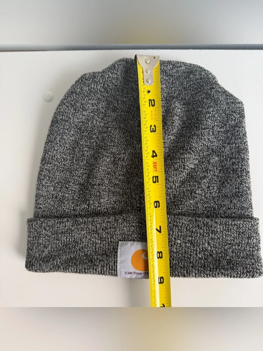 Carhartt Marled Gray Folded Cuff Beanie with Logo Patch one size